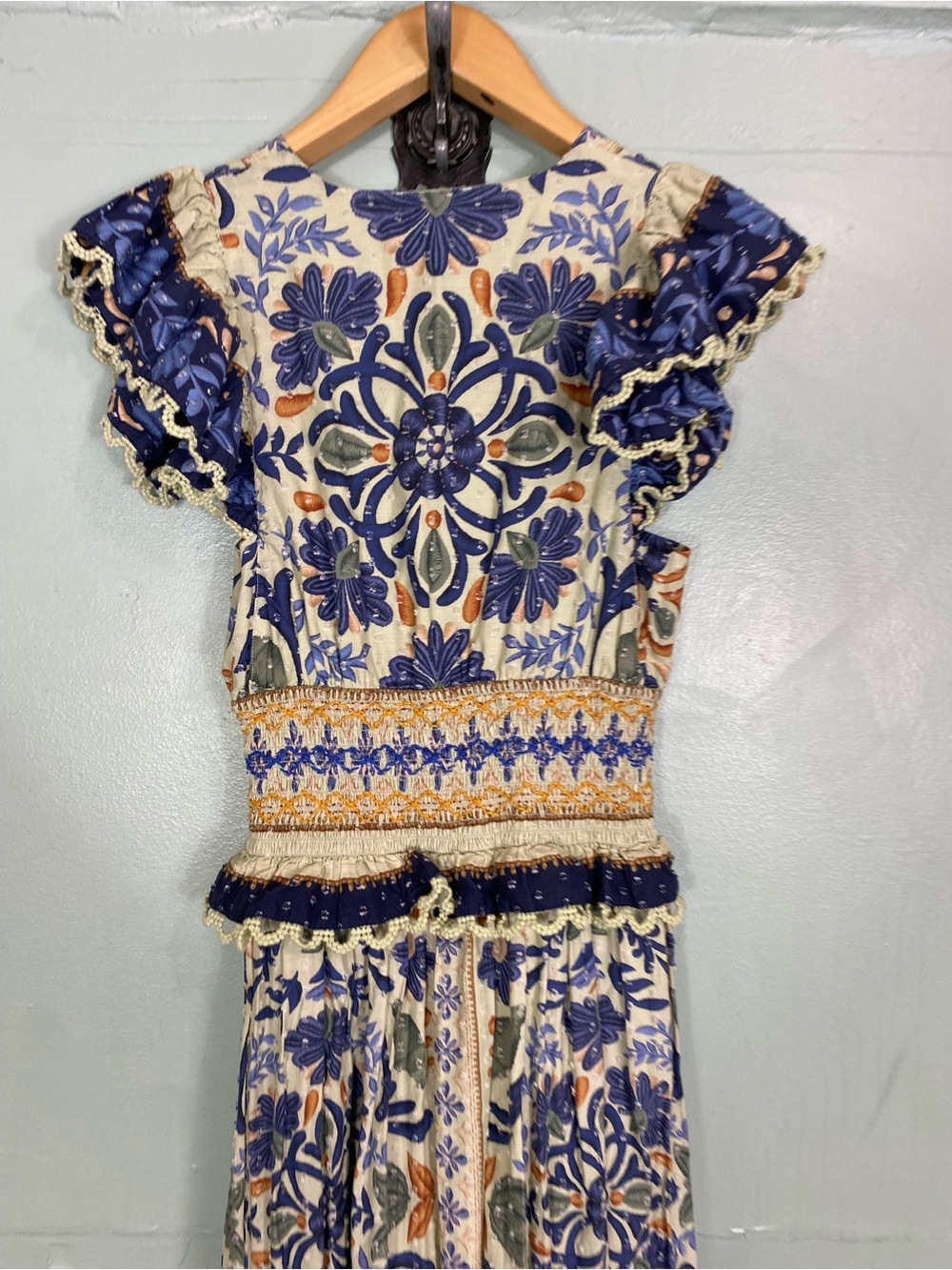 Farm Rio Ocean Tapestry Cotton Maxi Dress Floral Sundress XS - Picture 7 of 7
